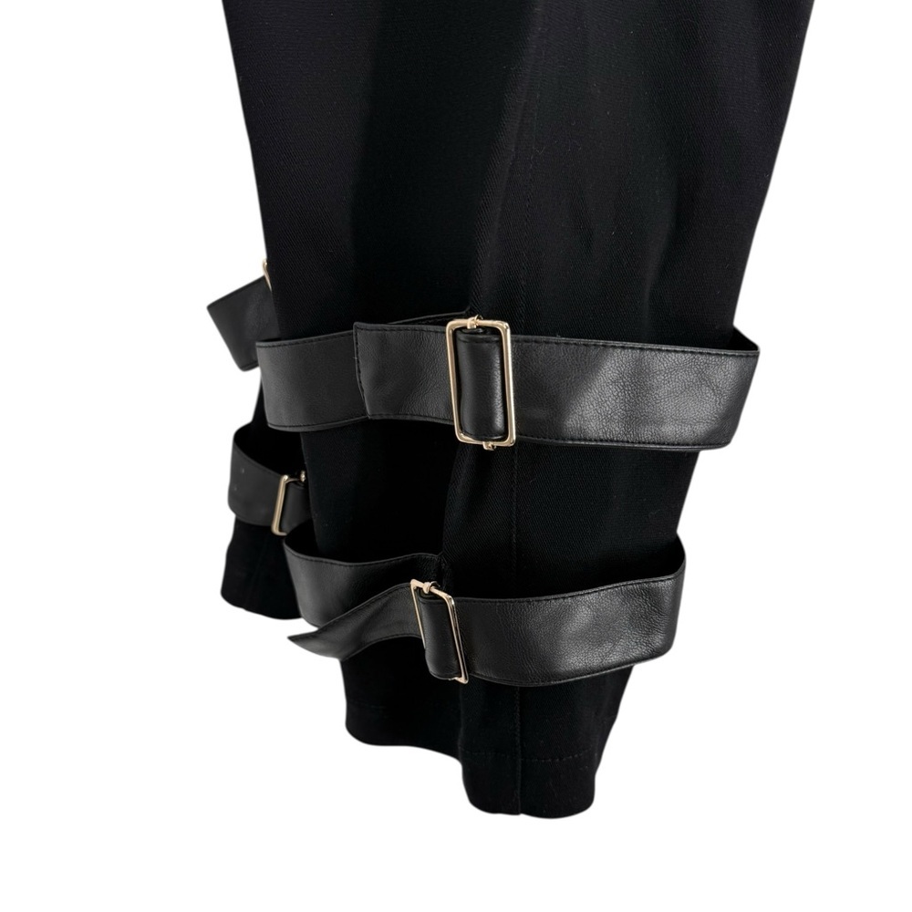 Alberto Makali Black Faux Leather Trim Cargo Pants Strappy Buckle Avant Garde - Picture 11 of 13